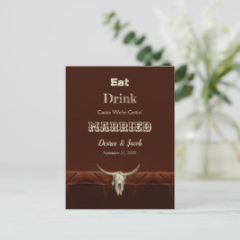 Cartão Postal De Anúncio Casamento Comida Bebida Casado Crânio de Touro Rús