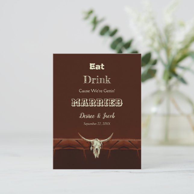 Cartão Postal De Anúncio Casamento Comida Bebida Casado Crânio de Touro Rús (Em pé/Frente)