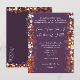 Cartão Postal De Anúncio Casamento Cristão Flores de Terracota Roxa