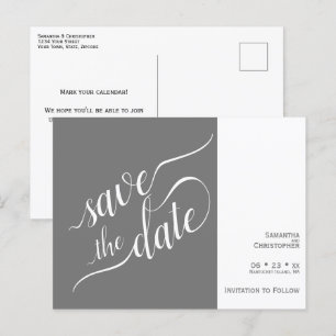 Cartão Postal De Anúncio Casamento da Cinza Elegante de Caligrafia Salve a