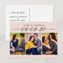Cartão Postal De Anúncio Casamento da Colagem de Fotos do Elegante Blush Sa
