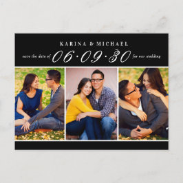 Cartão Postal De Anúncio Casamento da Colagem de Fotos Negra Elegante Salve