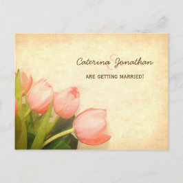 Cartão Postal De Anúncio Casamento da primavera de tulipas cor-de-rosa salv