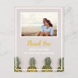 Cartão Postal De Anúncio Casamento de Abacaxi Agradecimento Foto Tropical