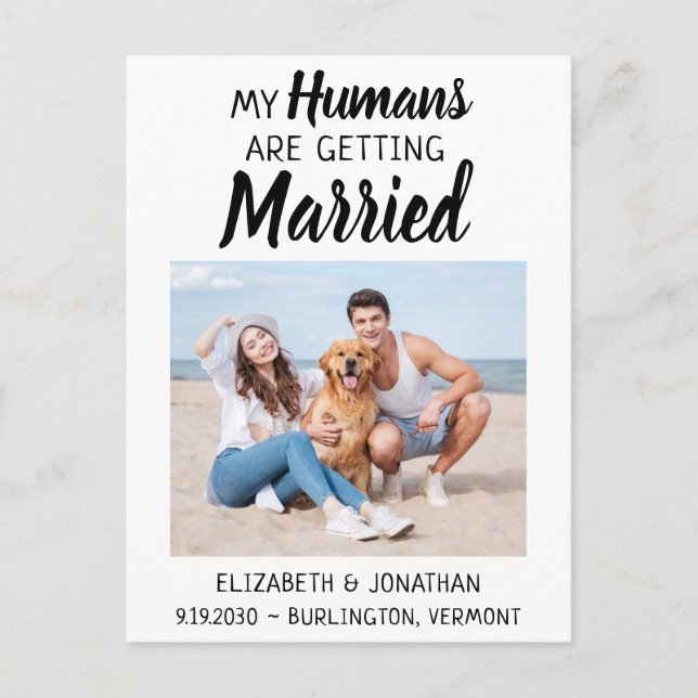 Cartão Postal De Anúncio Casamento de Cachorro Fotográfico Moderno Salve A  (Frente)