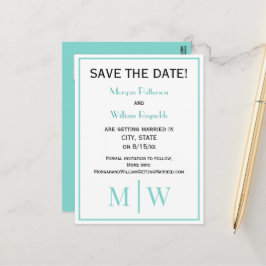 Cartão Postal De Anúncio Casamento de Casal Simples 2 Monogramas Iniciais V