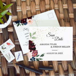Cartão Postal De Anúncio Casamento de Celebração de Verão Salve o Cartão-Po