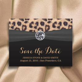 Cartão Postal De Anúncio Casamento de Chic Bright Diamond Leopard Salve a D