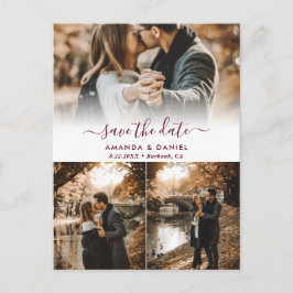 Cartão Postal De Anúncio Casamento de colagem de fotos em Borgonha Salvar a