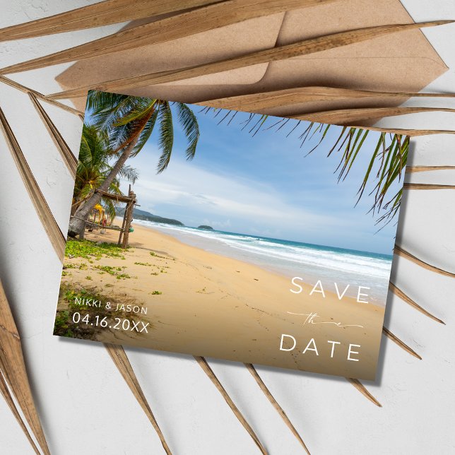 Cartão Postal De Anúncio Casamento de Destino de Costa Rica Salva a Data (Costa Rica Beach Destination Wedding Save the Date Postcard)