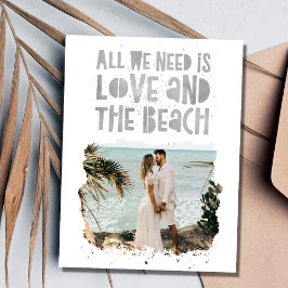 Cartão Postal De Anúncio Casamento de Destino de Praia Casual Save the Date