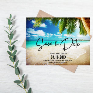 Cartão Postal De Anúncio Casamento De Destino De Praia Salva A Data Announc