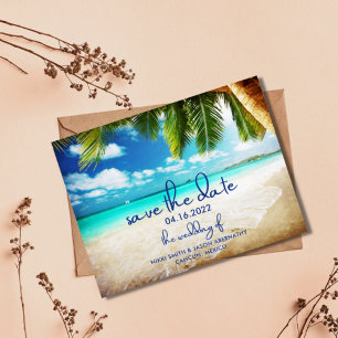 Cartão Postal De Anúncio Casamento de Destino de Praia Tropical Salvar as D