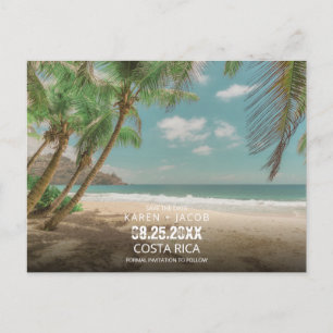 Cartão Postal De Anúncio Casamento de Destino Praia Tropical Salve o Cartão