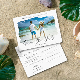 Cartão Postal De Anúncio Casamento de Destino Salvar a Data