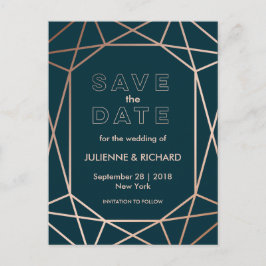 Cartão Postal De Anúncio Casamento de Diamante Geométrico Moderno Salva a D