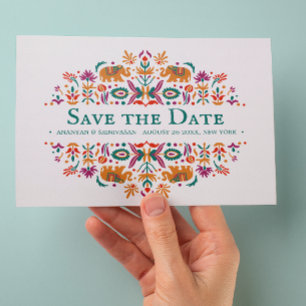 Cartão Postal De Anúncio Casamento de Elefante Púrpura da Flor Indiana