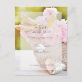 Cartão Postal De Anúncio Casamento de Flores de Cereja-Pink