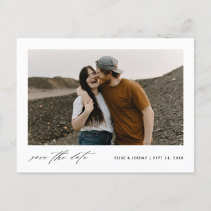 Cartão Postal De Anúncio Casamento de Foto com Script Minimalista Salvar a