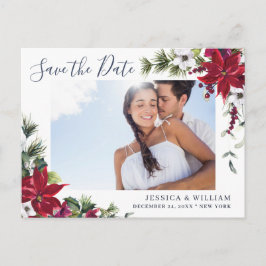 Cartão Postal De Anúncio Casamento de FOTO da Elegante Poinsettia Vermelha