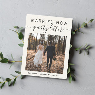 Cartão Postal De Anúncio Casamento de Foto de Creme Depois da Festa de Agor