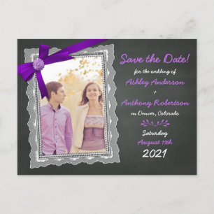 Cartão Postal De Anúncio Casamento de Foto do Arco Roxo do Quadro de Chalkb
