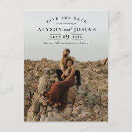 Cartão Postal De Anúncio Casamento de Foto Elegante Clássico Salve a Data