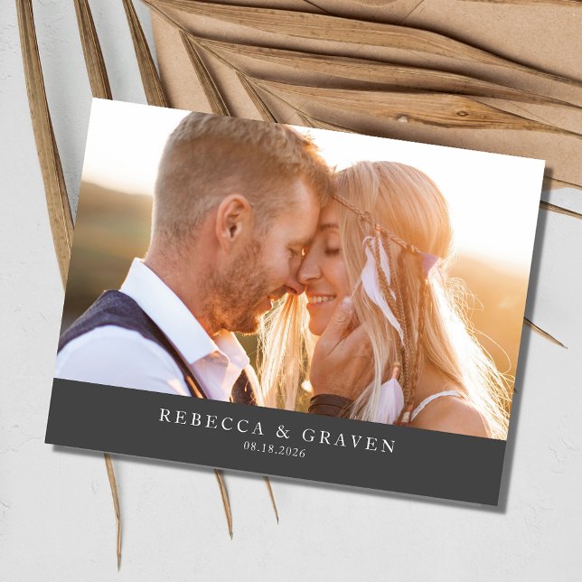 Cartão Postal De Anúncio Casamento de Foto Elegante Salve a Data (Elegant Photo Wedding Save the Date Postcard)