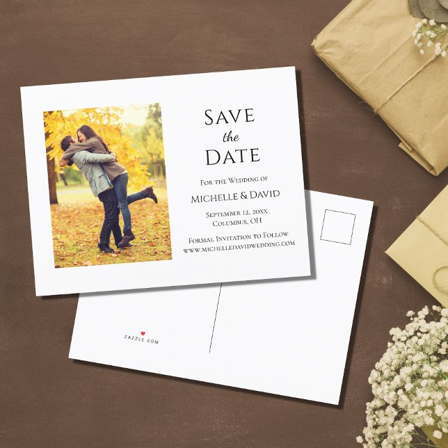 Cartão Postal De Anúncio Casamento De Foto Rustic Autumn Salva A Data (Criador carregado)