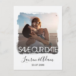 Cartão Postal De Anúncio Casamento de Foto Save The Date Moderna 