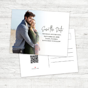 Cartão Postal De Anúncio Casamento de Foto Simples Save the Date