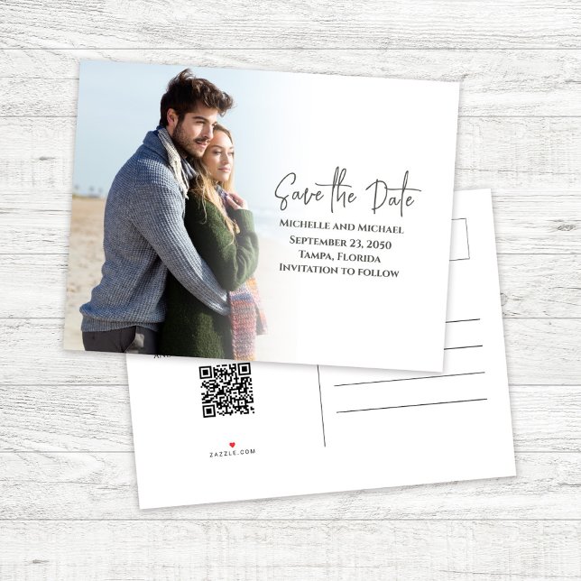 Cartão Postal De Anúncio Casamento de Foto Simples Save the Date  (Wedding save the date photo postcard.)