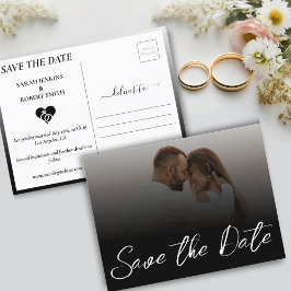 Cartão Postal De Anúncio Casamento de Fotografia de Ombre Preto e Branco Sa