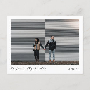 Cartão Postal De Anúncio Casamento de Fotografias com Letra Moderna Minimal