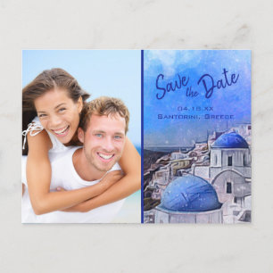 Cartão Postal De Anúncio Casamento de Fotografias da Grécia Elegante Santo