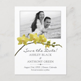 Cartão Postal De Anúncio Casamento de Fotografias da Orquídea Amarela Simpl