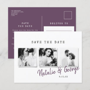 Cartão Postal De Anúncio Casamento de fotos com na moda mínimo moderno