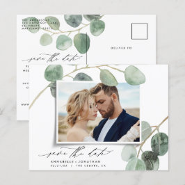 Cartão Postal De Anúncio Casamento de fotos elegante de vintage com script