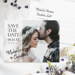 Cartão Postal De Anúncio Casamento de Fotos Personalizado Salvar a Data