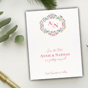 Cartão Postal De Anúncio Casamento de Frame de Design Floral por Intrato Mo