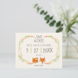 Cartão Postal De Anúncio Casamento de Gato e Raposa da Floresta Caprichosa 