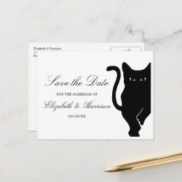 Cartão Postal De Anúncio Casamento de Gato Negro Impressionante Moderno Sal