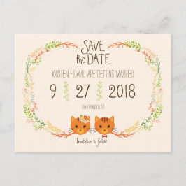 Cartão Postal De Anúncio Casamento de Gatos da Floresta Branca Salve a Data