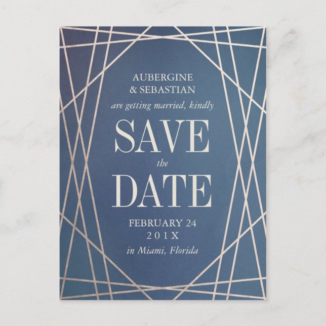 Cartão Postal De Anúncio Casamento de Gemstone Opaline Azul Escuro Salve a  (Frente)