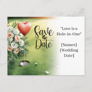 Cartão Postal De Anúncio Casamento de Golfe Salve a Data Curso de Golfe Ele