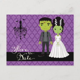 Cartão Postal De Anúncio Casamento de Halloween Salvar a Data