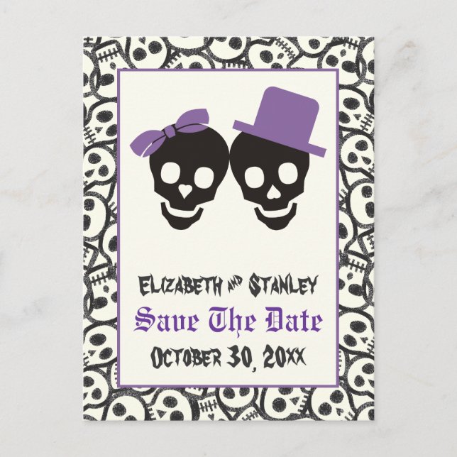 Cartão Postal De Anúncio Casamento de Halloween salve a data (Frente)