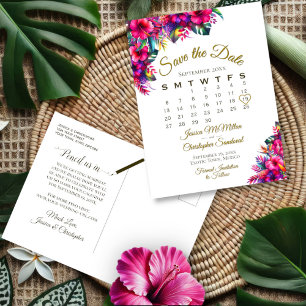 Cartão Postal De Anúncio Casamento de Jardim Tropical Salvar o Calendário d