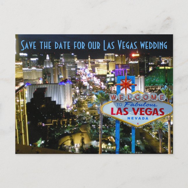Cartão Postal De Anúncio Casamento de Las Vegas Salve a Data NV (Frente)