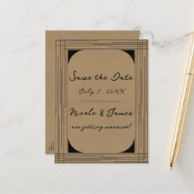 Casamento de Linhas Modernas Mínimas Kraft Preto